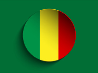 Mali Flag Paper Circle Shadow Button