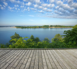 Terrace and lake