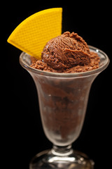 Chocolate ice cream in a glass