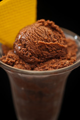 Chocolate ice cream in a glass