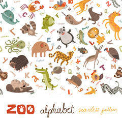 Zoo ABC seamless pattern - 65715262