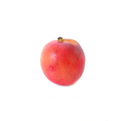 red ripe coffee beans isolated on white background.