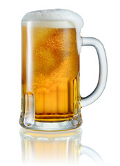 Frosty glass of light beer isolated on a white background. Clipp