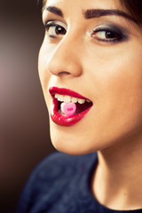 woman portrait with candy