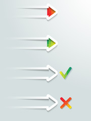 Web icon elements arrows with buttons paper design vector