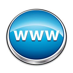 Blue website button. Internet icon.