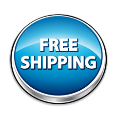 Free shipping. 3d blue metallic icon or button.