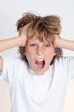 angry frustrated teen boy