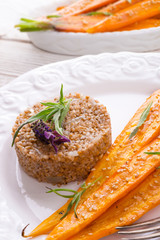 Wheat groats  and Caramelized carrots