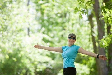 Young woman stretching