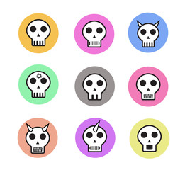 Vector Set of Cartoon Skull