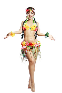 girl Hawaiian inviting and smiling