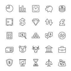 Set of Outline stroke Finance and Stock icon