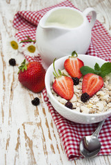 grain muesli with strawberries