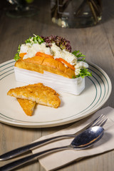 sandwiches salad fried bread dish set