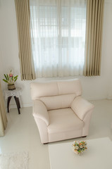 beautiful living room with white sofa