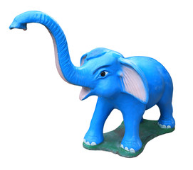 Blue elephant statue isolated on white
