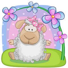 Obraz na płótnie Canvas Sheep with flowers