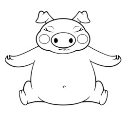 coloring book yoga pig