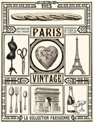 Naklejka premium Poster Paris Vintage