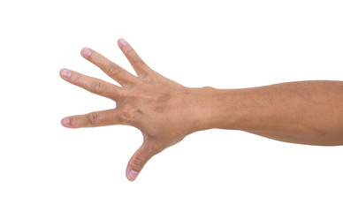 Man hand isolated on white background, clipping path