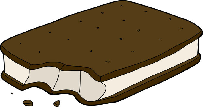 brown ice cream sandwich with bite taken clip art preview