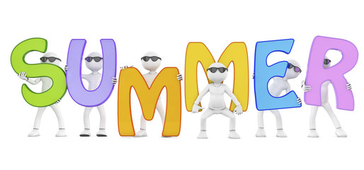 Obraz na płótnie Canvas 3d render of a summer word and characters