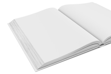 White blank open book on white background