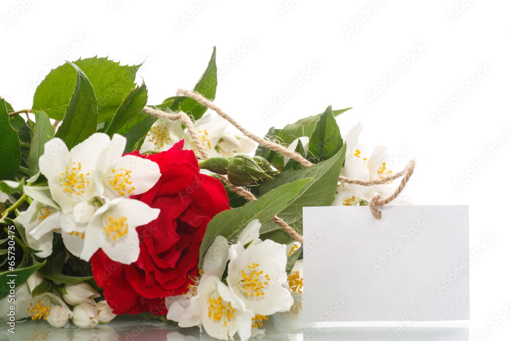 Wall mural bouquet of roses and jasmine