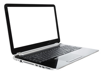 open laptop with cut out screen isolated