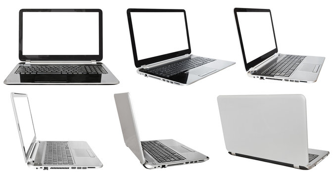 set of laptops with cut out screens