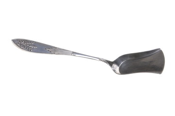 Fototapeta premium Silver spoon sugar isolated on a white background