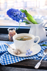 Cup of fresh herbal tea