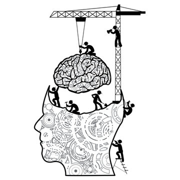 Brain under construction concept