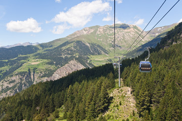 Mountains in Andorra and cable car