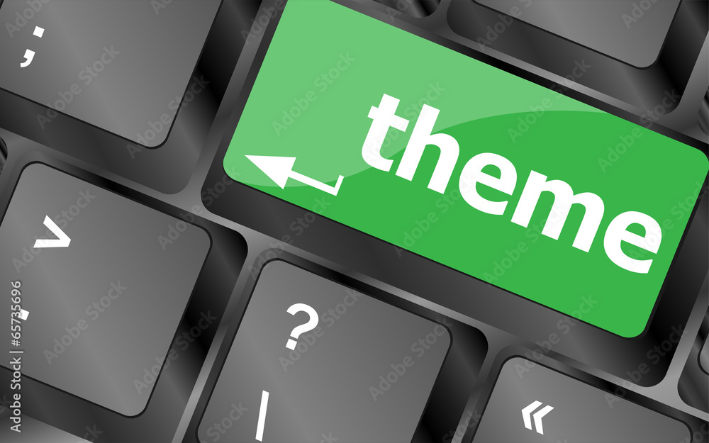 Poster theme button on computer keyboard keys, business concept