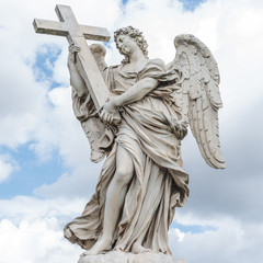 Naklejka premium Holy angel with a cross at Ponte Sant'Angelo, Rome, Italy