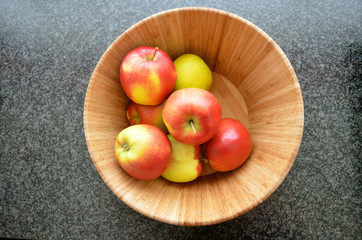 apples in wooden bowl