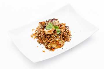 brown rice with shrimps