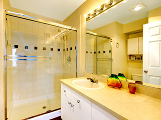 Bathroom with glass door shower