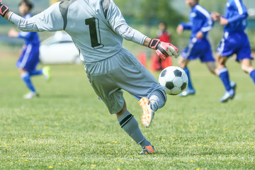 サッカー、フットボール、スポーツ、球技、ボール、足、走る、ドリブル、日本、アジア、グランド、芝生、試合、練習、学生、一人 © makieni