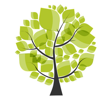 Beautiful Green Tree on a White Background Vector Illustration.