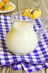 Milk and biscuits.