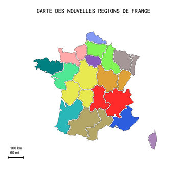 Carte des nouvelles régions françaises