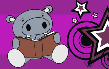 hippo baby cute cartoon reading wallpaper2