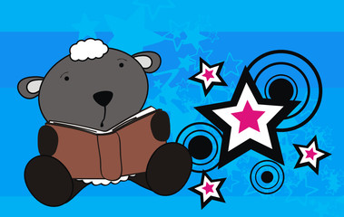 sheep baby cartoon reading background in vector format