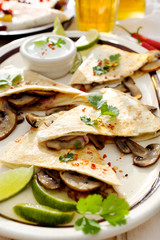 Quesadilla with mushrooms