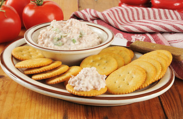 Crackers and ham salad