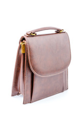 Woman leather bag isolated white background