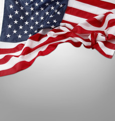 American flag on grey background